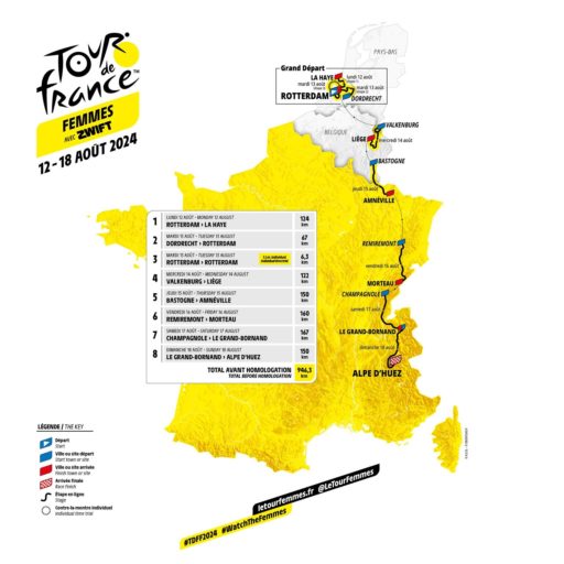 Carte Tour de France Féminin 2024